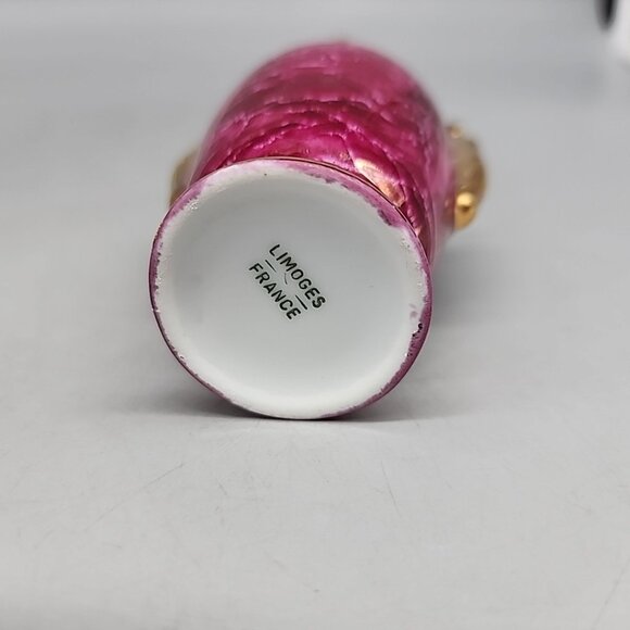 Vintage Gilded Limoges Lourdes Porcelain VaseCheverny Red Gold 4" - Picture 4 of 5